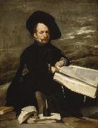 Diego Velazquez A Dwarf Holding a Tome on his Lap (Don Diego de Acedo,El Primo) (df01) oil painting on canvas